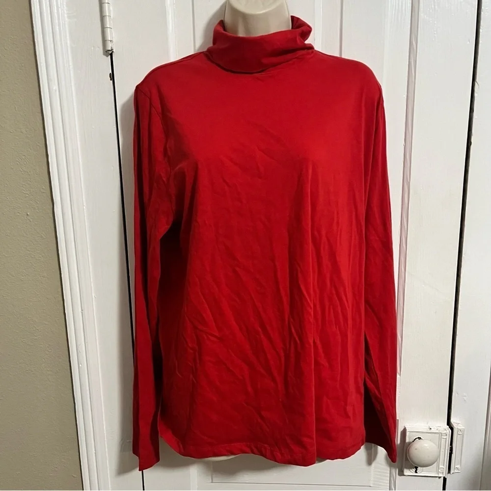 J. Crew Factory Classic Solid Red Tissue Turtleneck Top XL